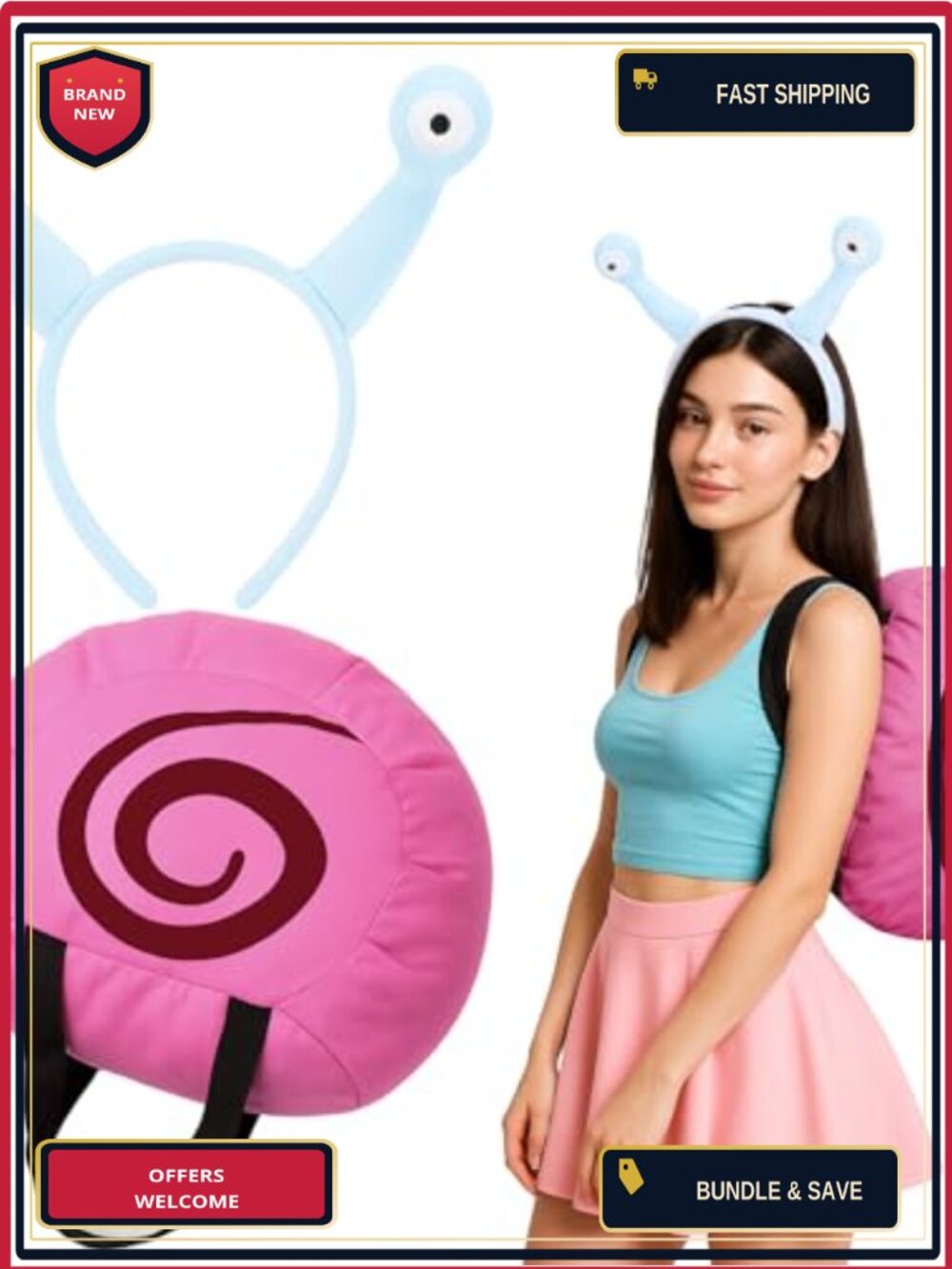 Snail Costume Accessory Set Headband Shell Backpack Cosplay Halloween Unisex